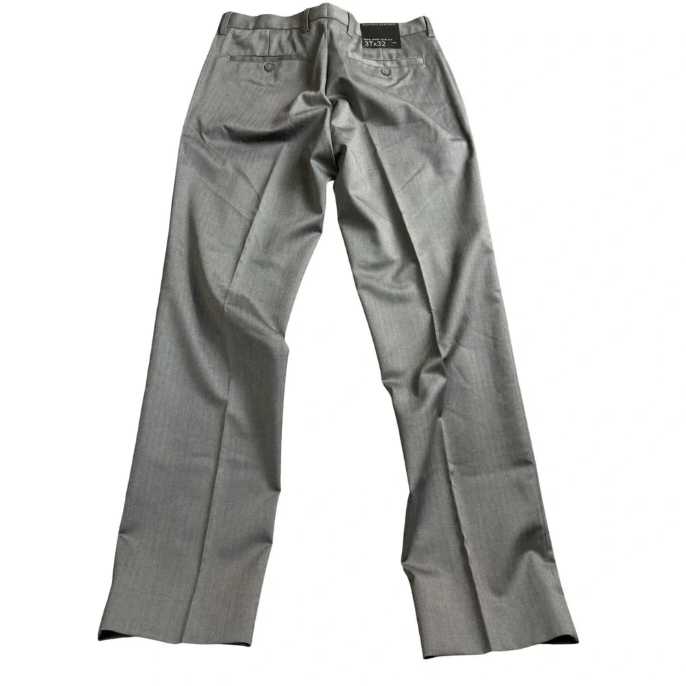 Banana Republic Dress Pants Men 31x32 Grey Herringbone Non-Iron Slim Fit Trouser